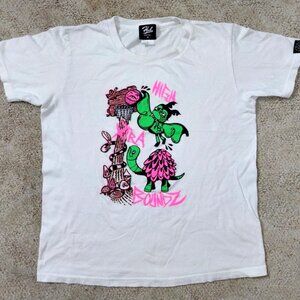 HXB Japan BASKETBALL T-SHIRT Men Small NEON Graffiti Psychedelic MUSHROOM Skate